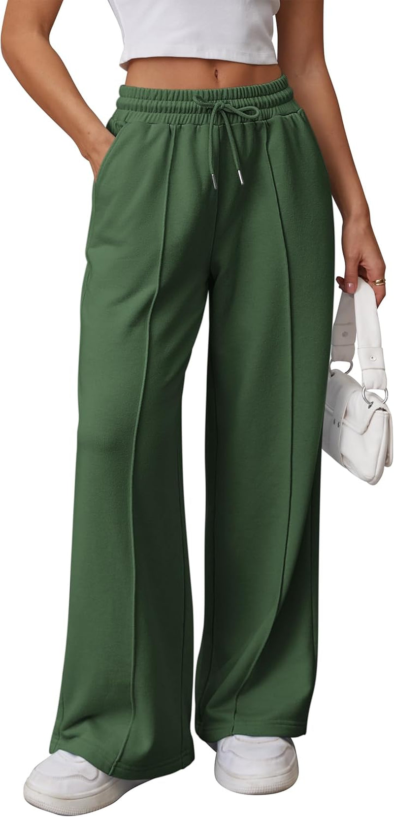 High-Waisted Wide Leg Sweatpants for Women - Fashionable Baggy Joggers with Drawstring for Teens