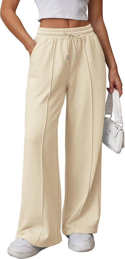 High-Waisted Wide Leg Sweatpants for Women - Fashionable Baggy Joggers with Drawstring for Teens