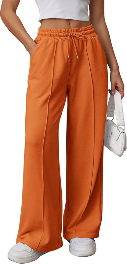High-Waisted Wide Leg Sweatpants for Women - Fashionable Baggy Joggers with Drawstring for Teens