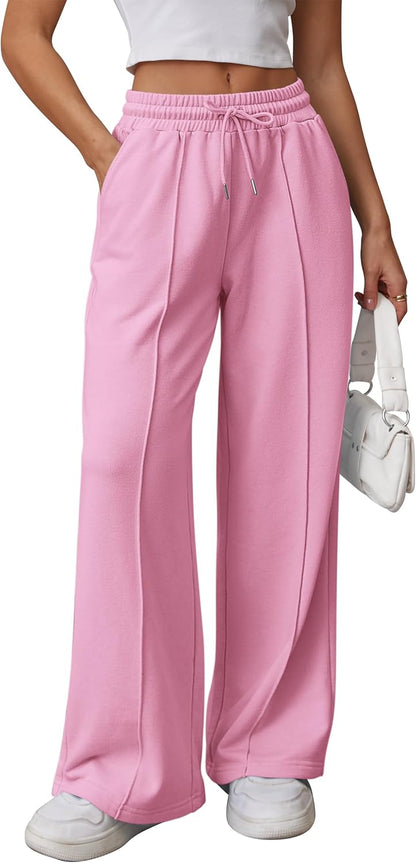 High-Waisted Wide Leg Sweatpants for Women - Fashionable Baggy Joggers with Drawstring for Teens