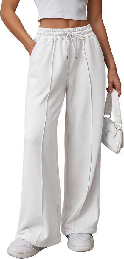 High-Waisted Wide Leg Sweatpants for Women - Fashionable Baggy Joggers with Drawstring for Teens